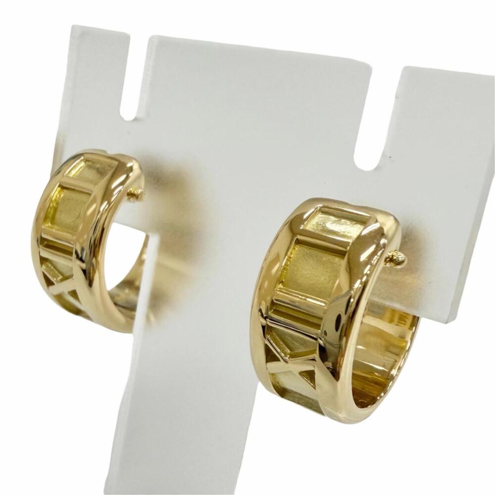 TIFFANY&Co. Tiffany Atlas Hoop Earrings, Pair, 750 (YG) Yellow Gold, Made in ...